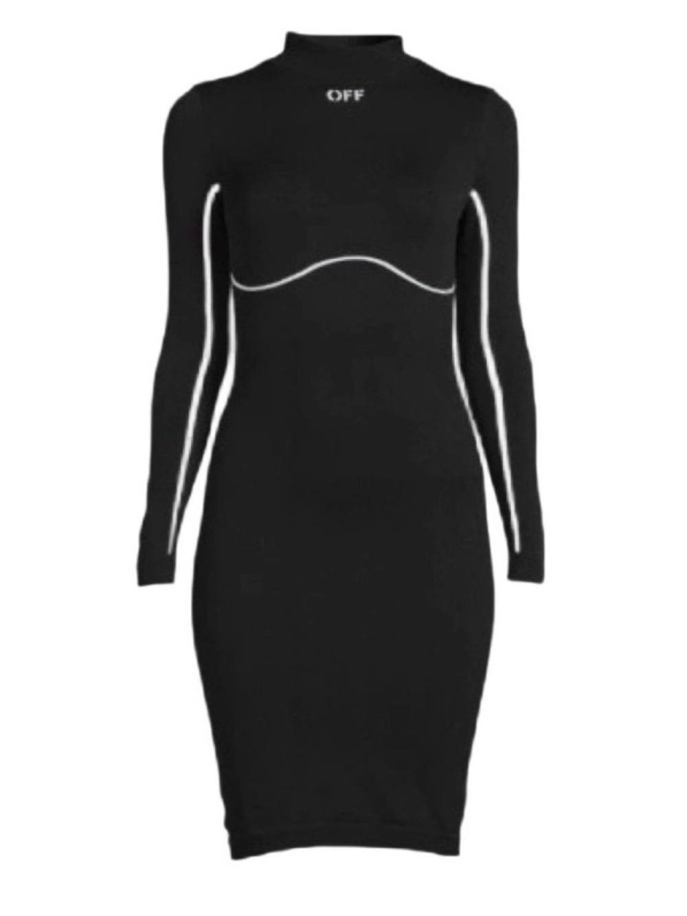 🛍️ Off-White Authentic "Off Stamp" Rib Long Sleeve Bodycon Dress